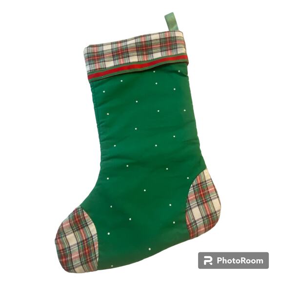 Avon Christmas Stocking Plaid Appliqued Snowman Vintage Fabric Ribbon Hanger - Picture 5 of 7